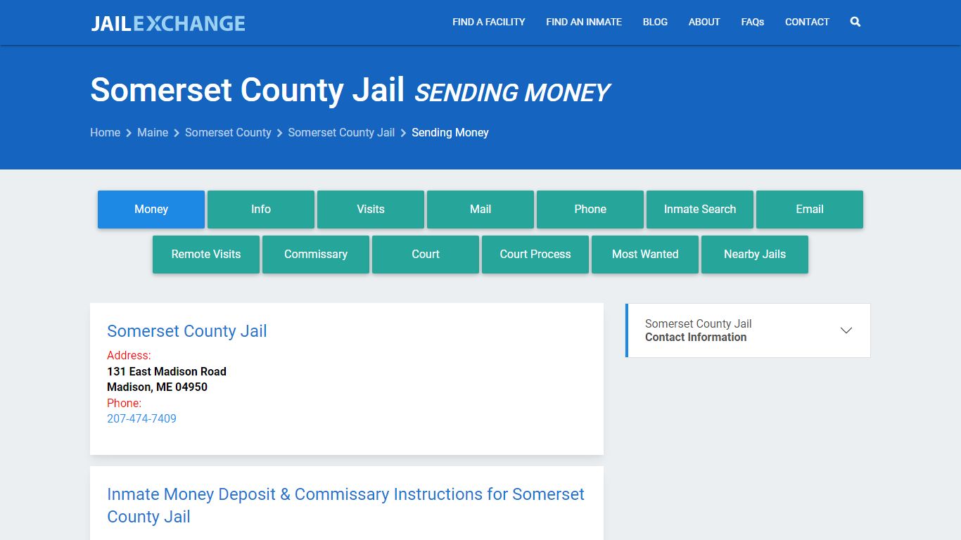 Send Money to Inmate - Somerset County Jail, ME - Jail Exchange